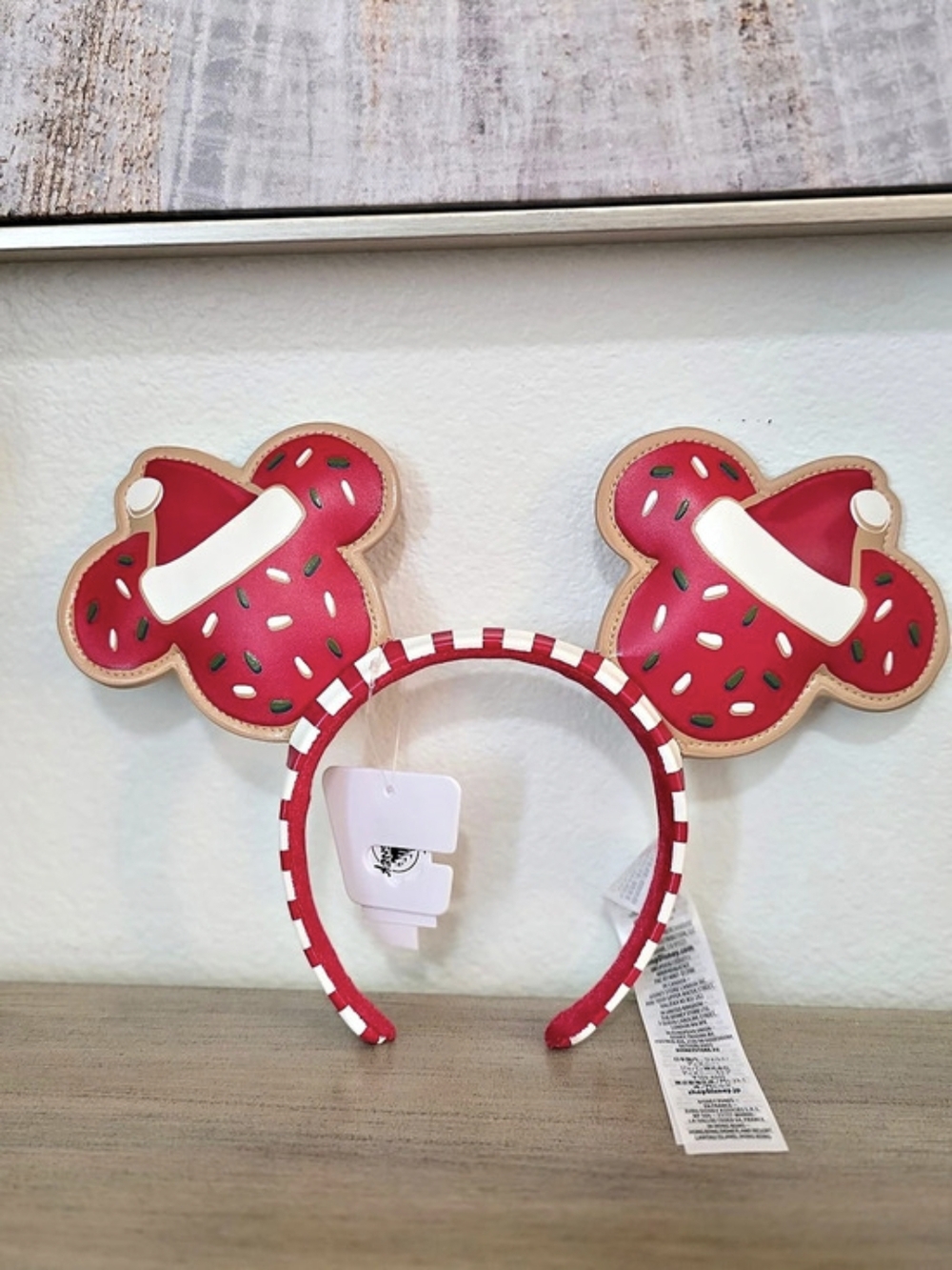 Disney Parks Christmas Cookie Mickey Ear Headband Red & White